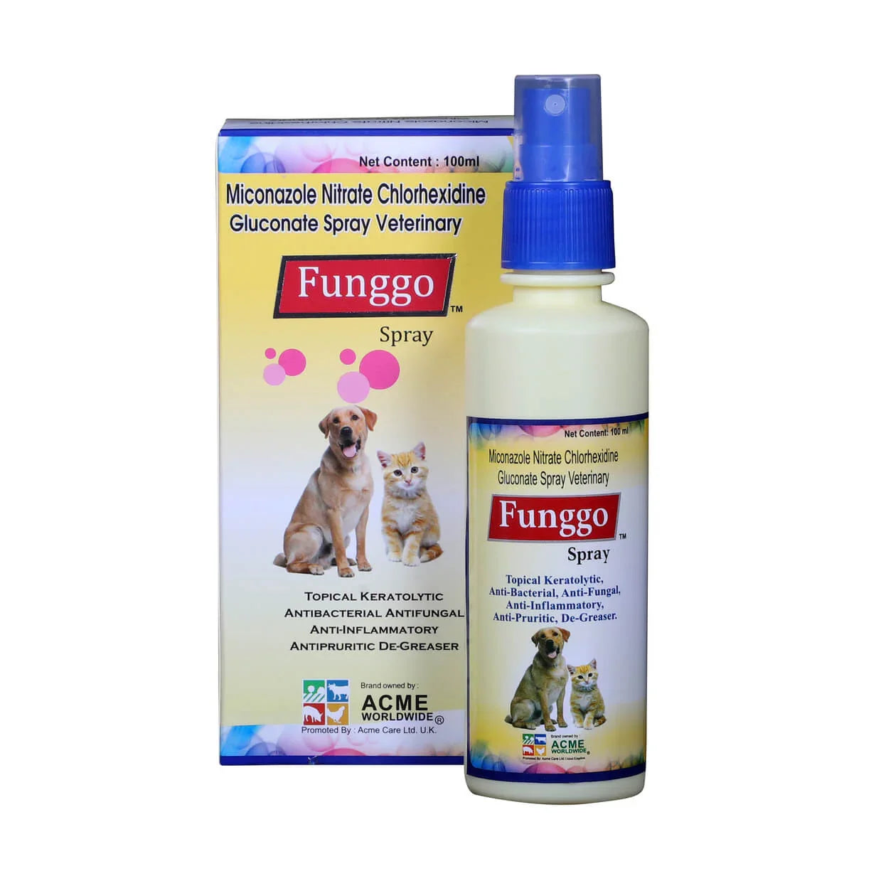 Funggo, Anti Fungal Spray for Dog and Cats , 100 ml (Miconazole Nitrate Chlorhexidine Gluconate)