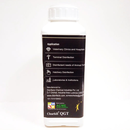 Clearkill QGT Disinfectant – QAC, Glutaraldehyde & TBTO for Poultry, Animal Farms, Veterinary Clinics & Hatcheries, 1 Litre