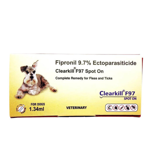 Clearkill F97 Spot On for Dogs, Flea and Tick Treatment (0.67 ml, 1.34 ml, 2.68 ml & 4.02 ml) (Fipronil 9.7% Ectoparasiticide)