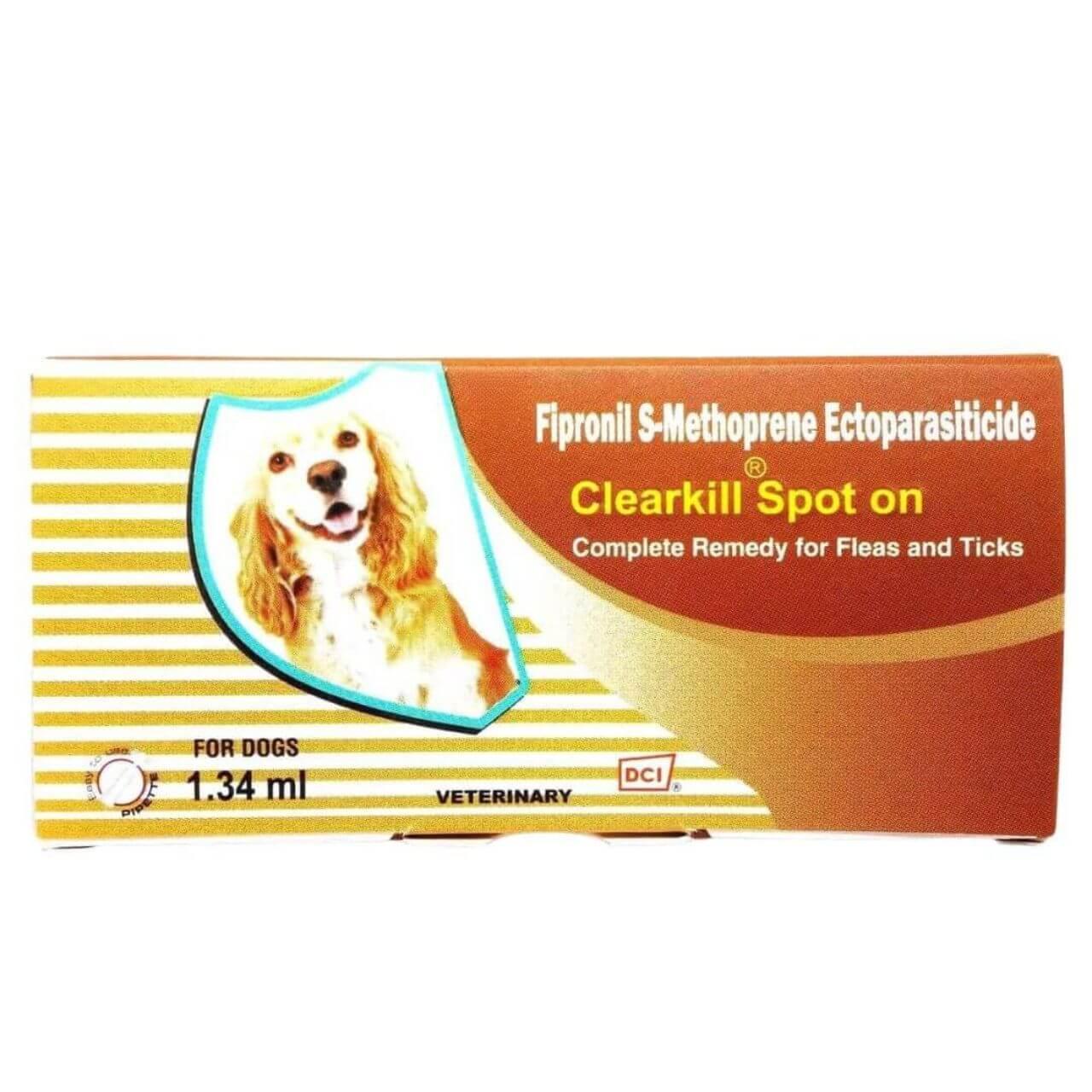 Clearkill Flea and Tick Spot On for Dogs (0.67 ml, 1.34 ml, 2.68 ml & 4.02 ml) (Fipronil S-Methoprene Ectoparasiticide)