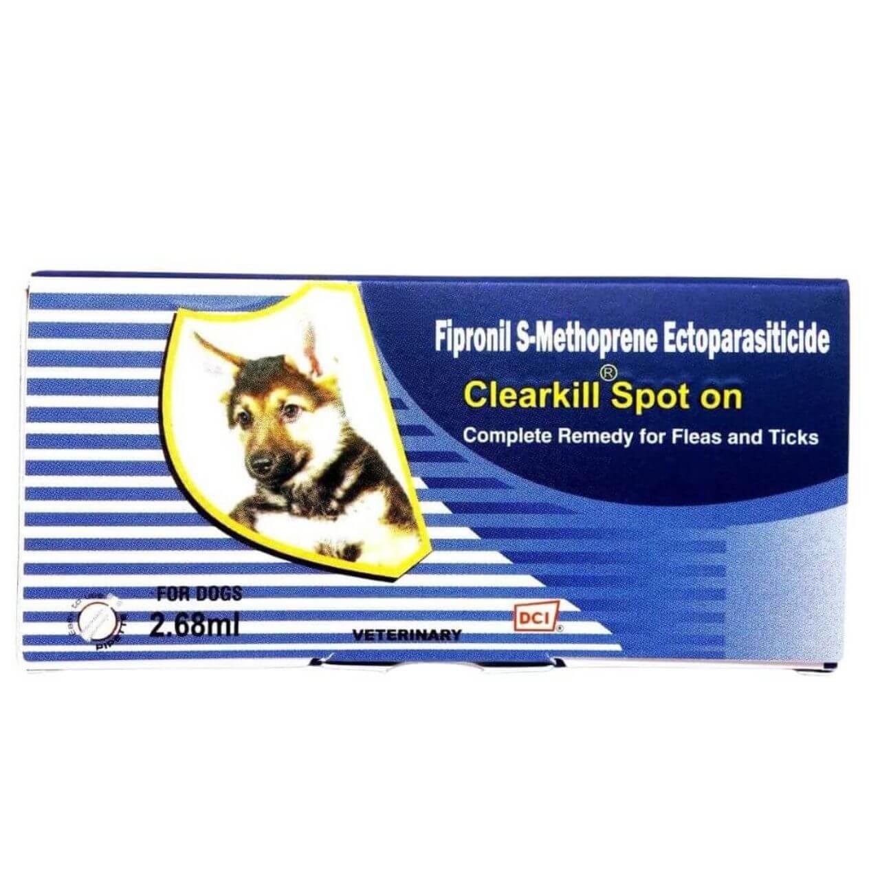 Clearkill Flea and Tick Spot On for Dogs (0.67 ml, 1.34 ml, 2.68 ml & 4.02 ml) (Fipronil S-Methoprene Ectoparasiticide)