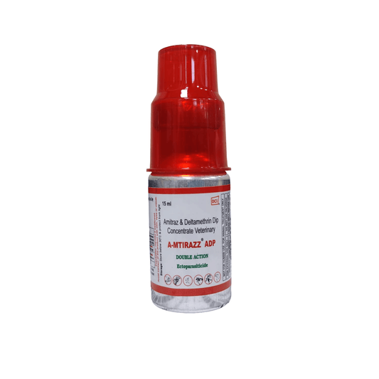 A-mtirazz ADP (Amitraz & Deltamethrin) Concentrated Solution – Flea & Tick Treatment for Cattle, Buffaloes, Camels, Sheep & Dogs (15 ml and 50 ml ))