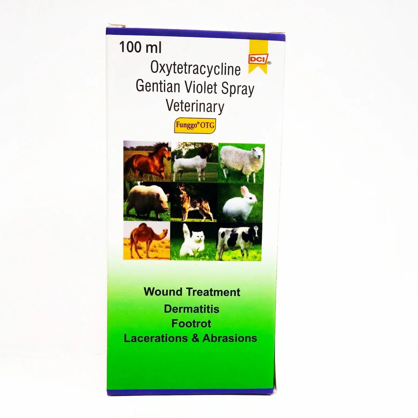 Funggo OTG Wound Cure Spray for Cattle, Dogs and Cats, (Oxytetracycline Hydrochloride Gentian Violet Spray) 100 ml