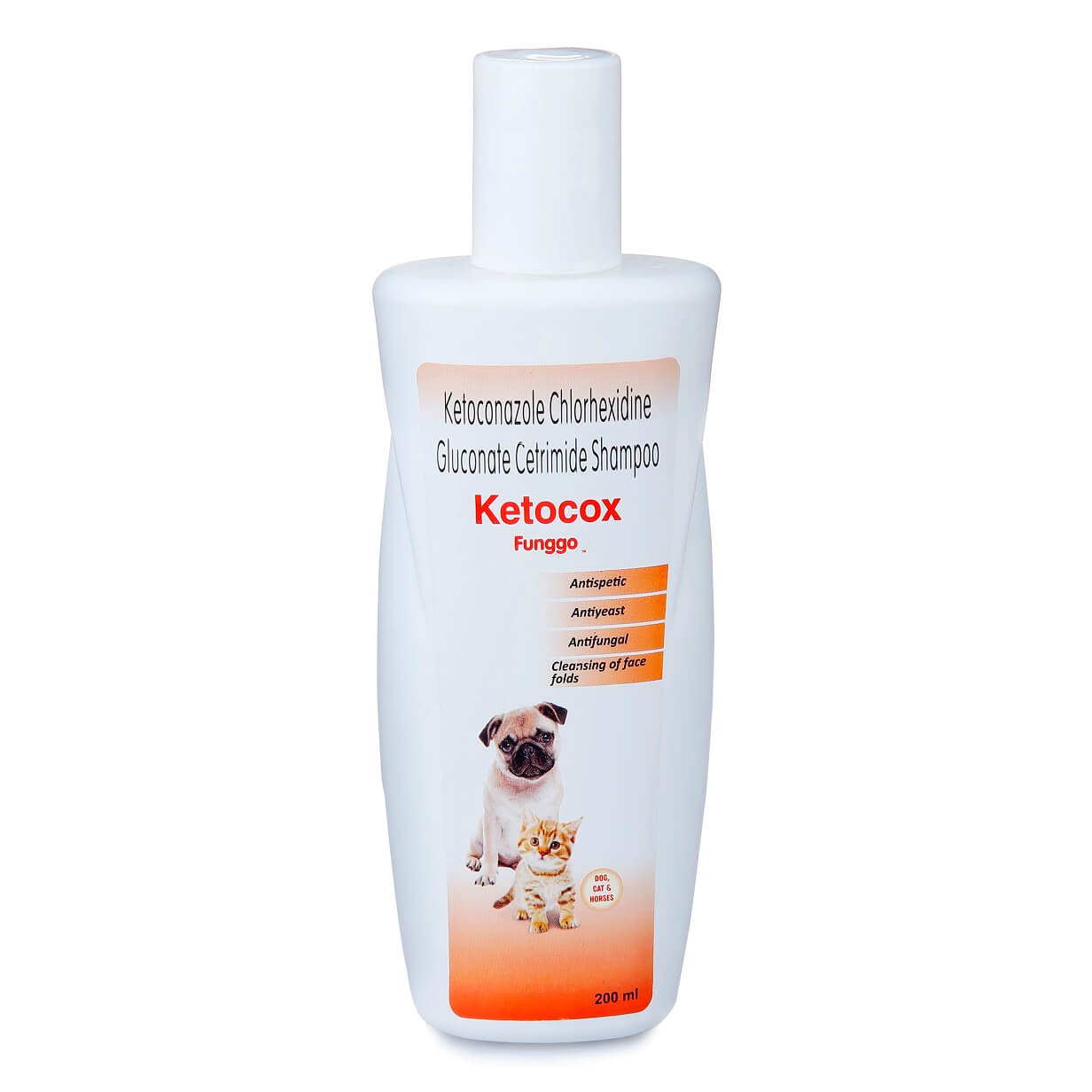 Ketocox, Antispetic, Antiyeast, Dog and Cat Shampoo (Ketoconazole, Chlorhexidine Gluconate & Cetrimide) , 200 ml