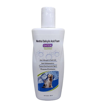 OATEM Oatmeal Pet Shampoo with Menthol & Salicylic Acid – Gentle Anti-Itch Formula for Dogs, Puppies & Cats, 200ml