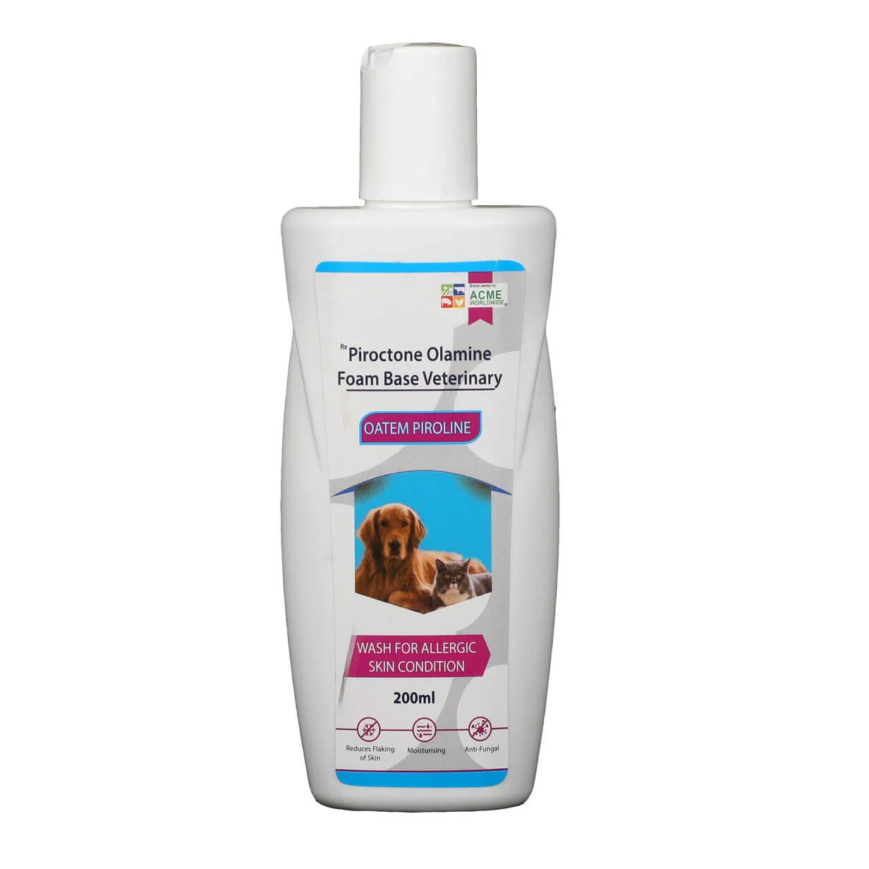 Oatem Piroline Pet Shampoo for Allergic Skin Conditions, (Piroctone Olamine) , 200ml